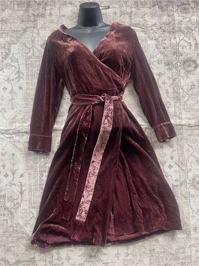 Renaissancecore Victorian Inspired Wrap Midi Dress in Deep Brown Velvet